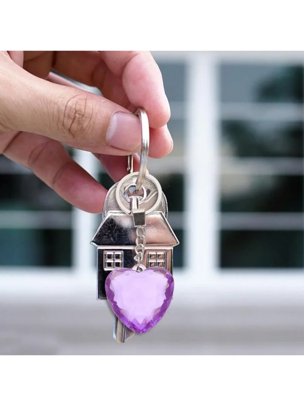 4Pcs Heart-Shaped Keychains for Couples - Crystal Pendant Bag Decor